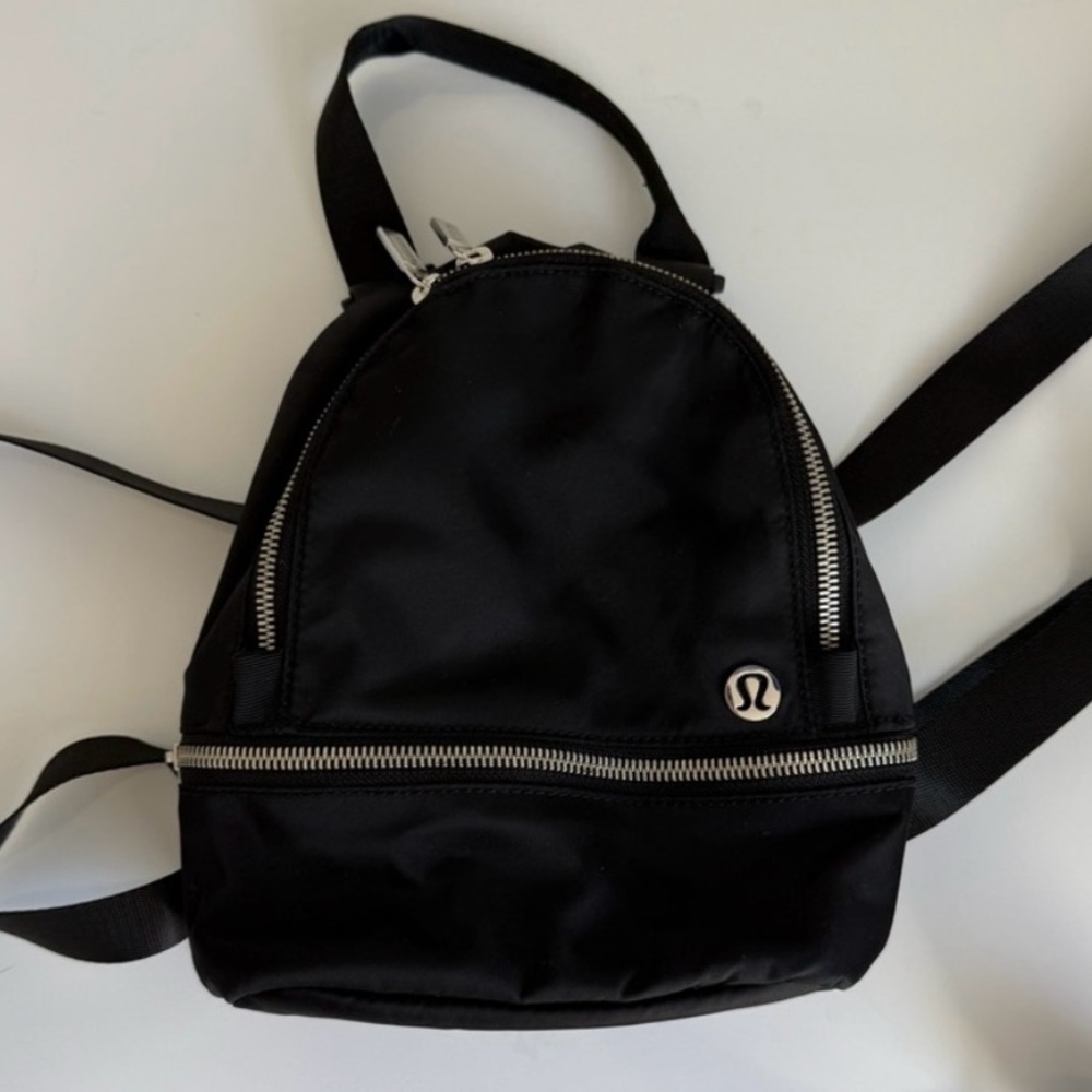 Lululemon Athletica Black Backpack with Silver Accents